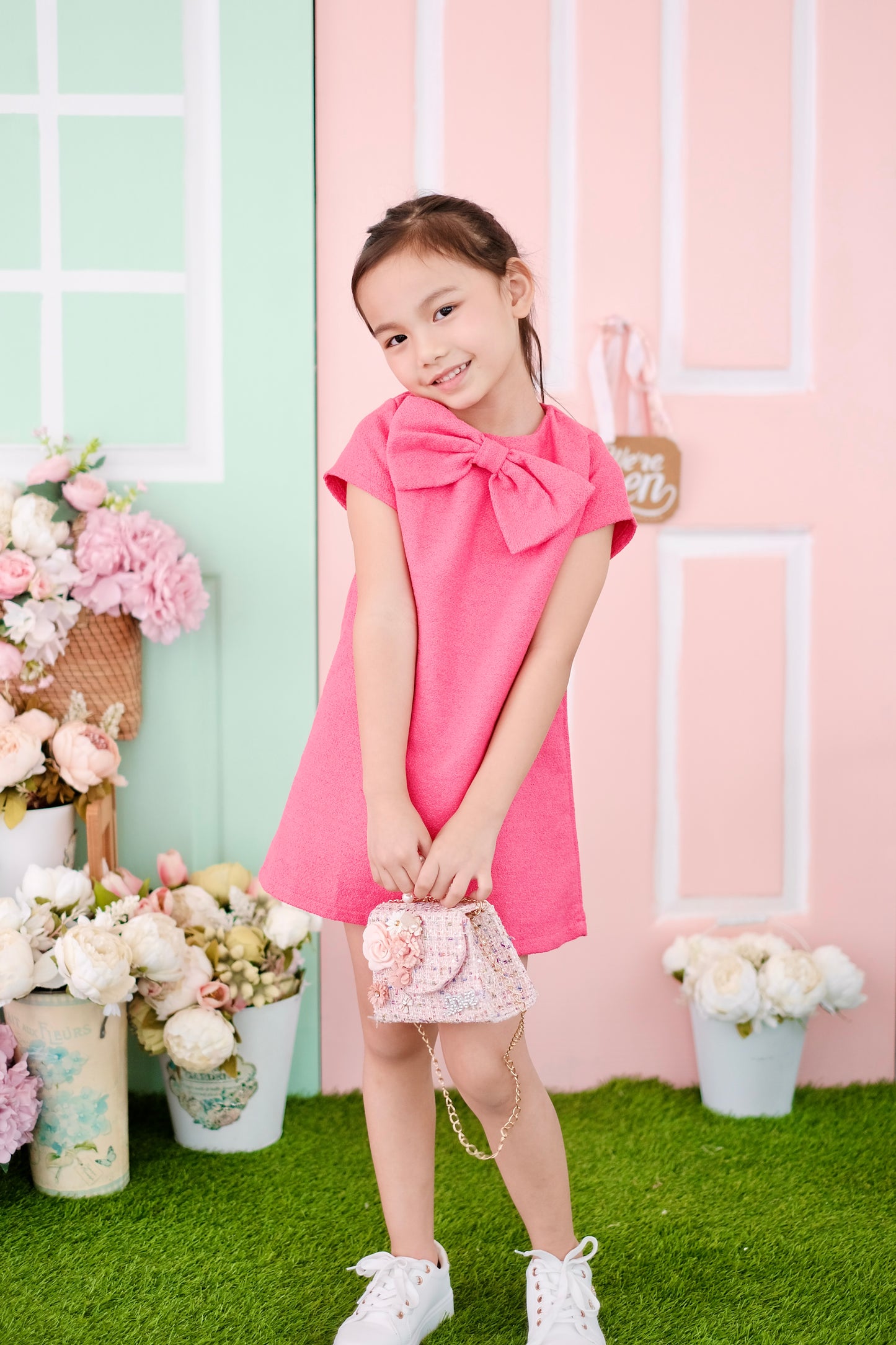 Willa Tweed Dress | Hot Pink