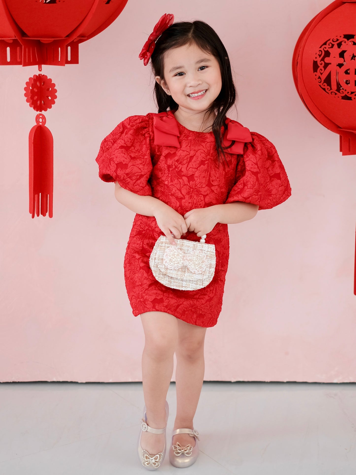 Mabelle Jacquard Dress | Red